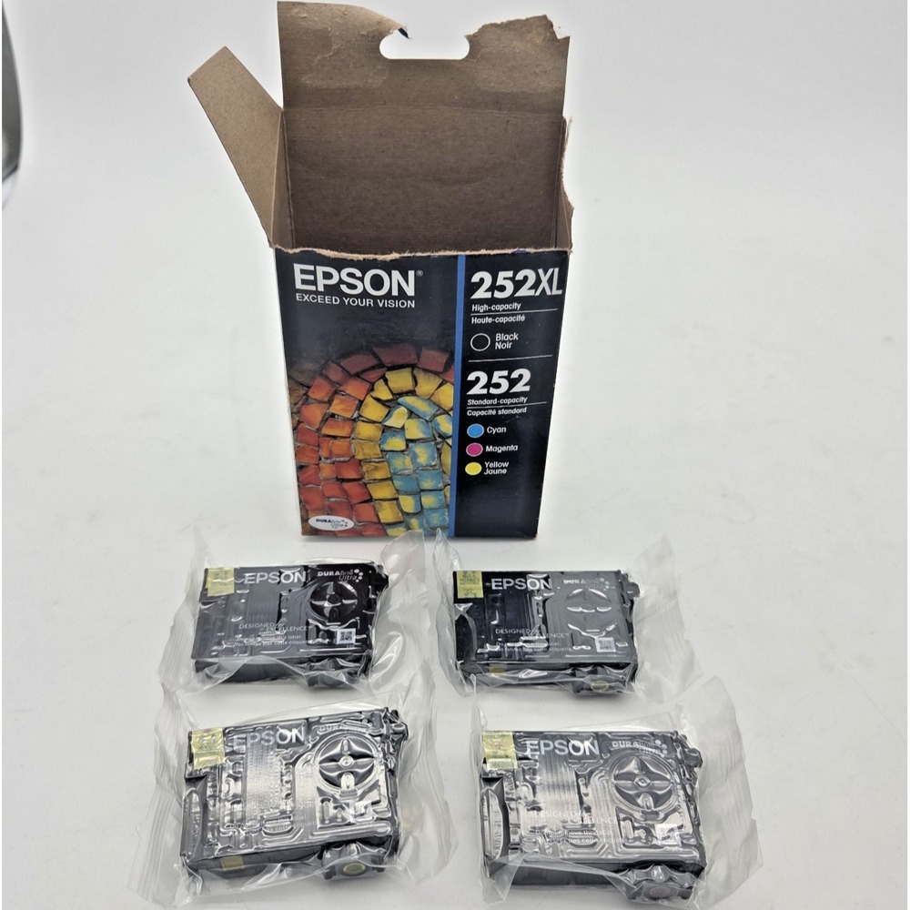 Epson 252 Ink Cyan Magenta 2x Yellow Exp 04/2020 Combo 4pk (No Black) New Sealed